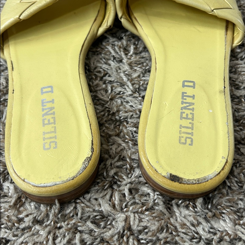 Silent D Anthropologie Ayda Yellow Leather Braided Slide Sandals Sz 37 - Picture 4 of 9